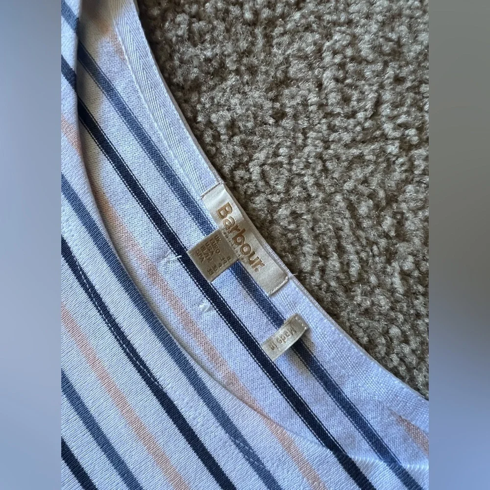 Barbour Striped Hawkins Short Sleeve 100% Cotton Tee size 4 Nautical T-Shirt